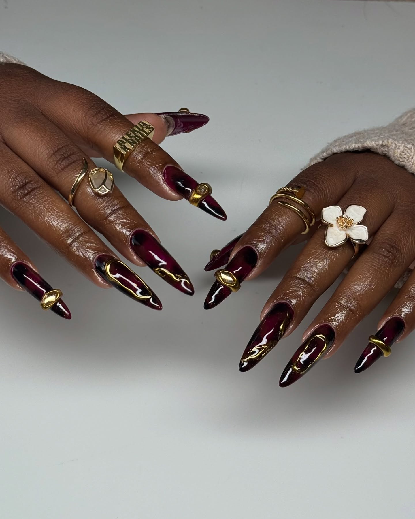 Burgundy Tortoise Nail Set