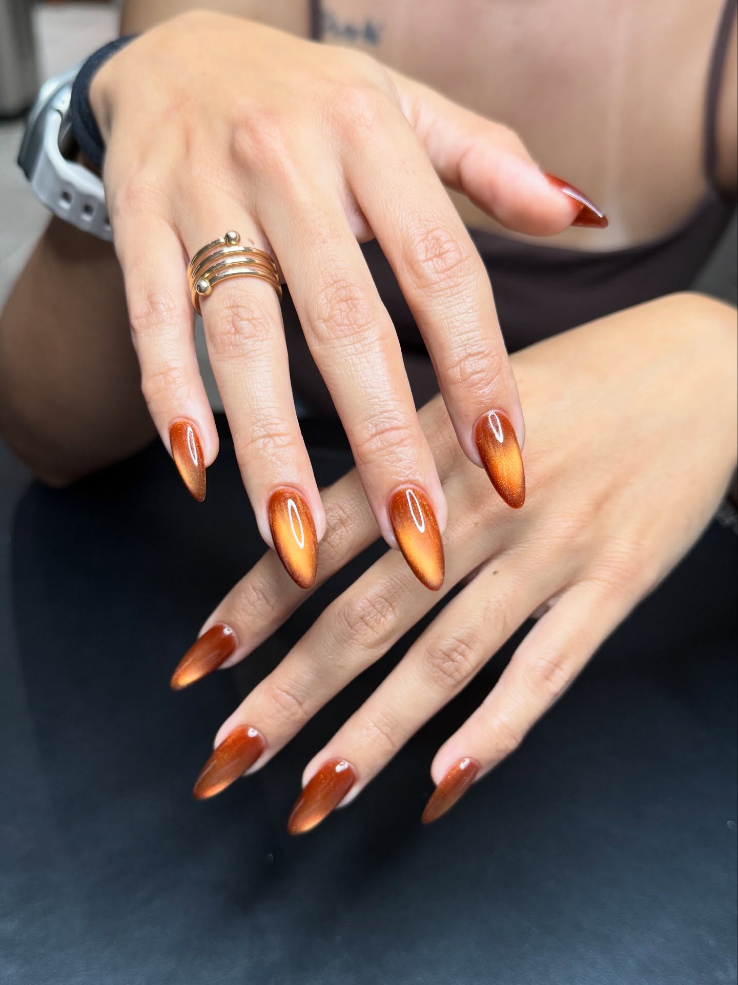 Cat Eye Burgundy Stiletto Nails