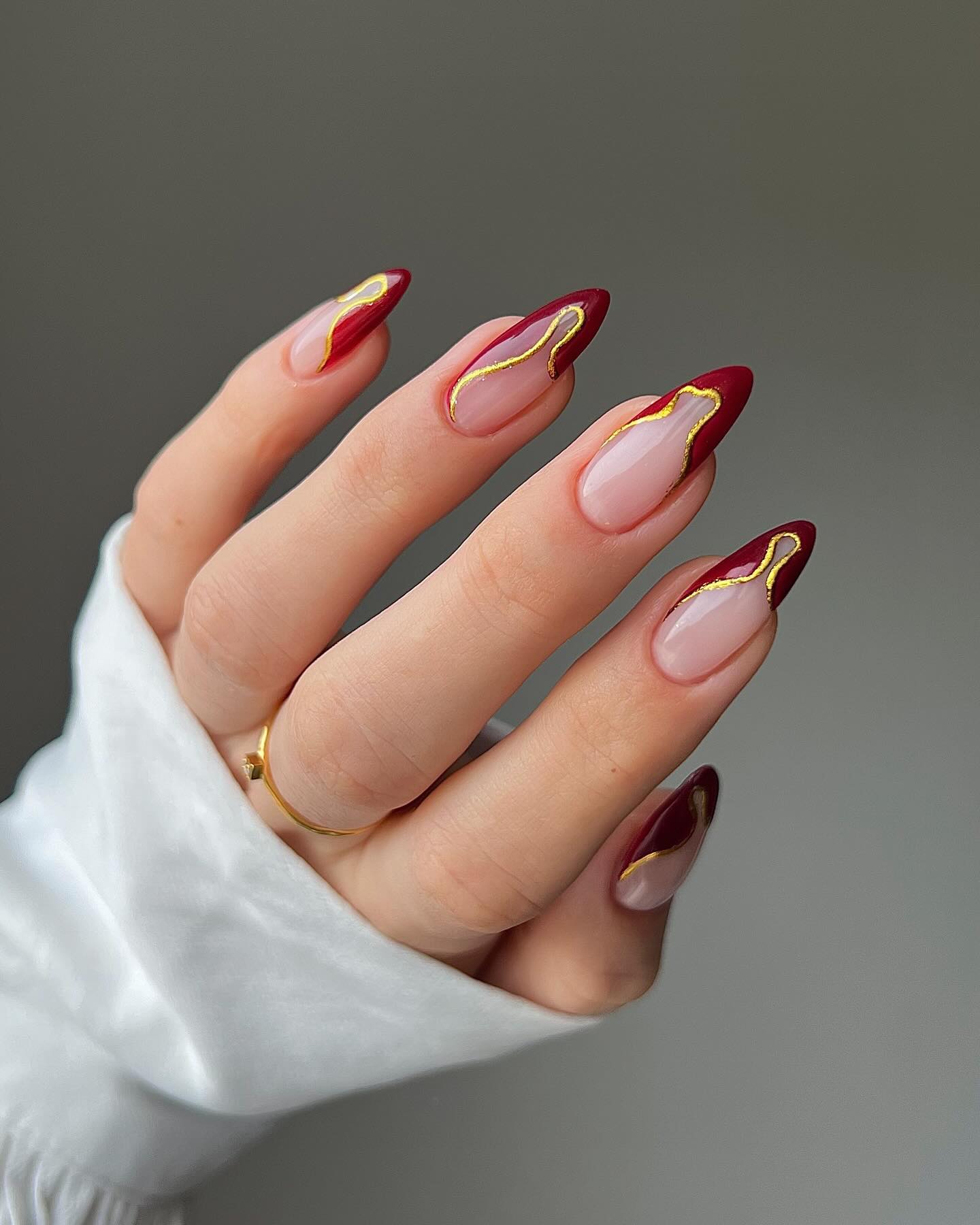 Cherry Red Tips with Gold Details