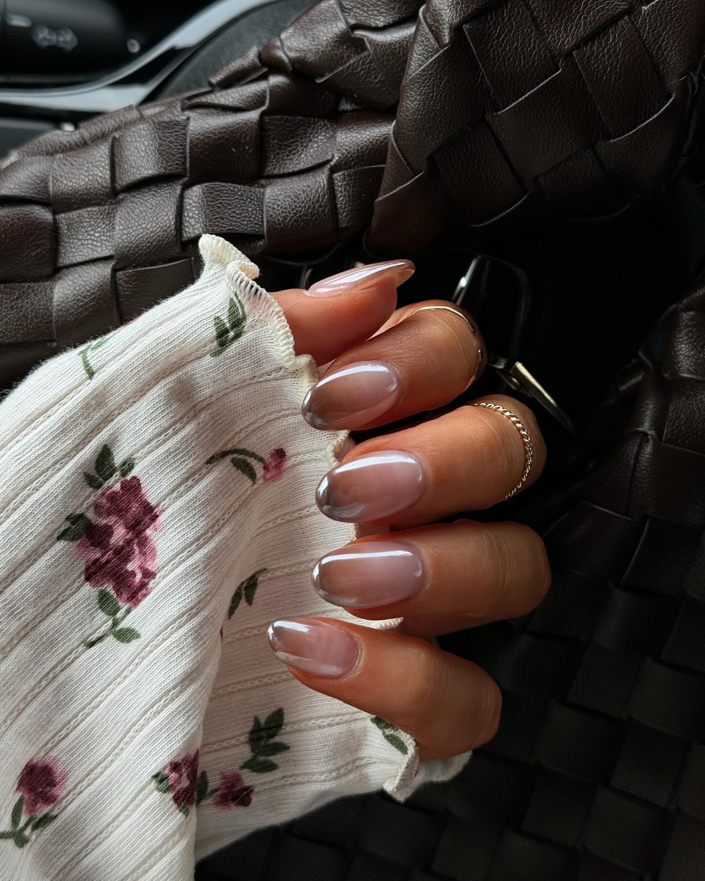 Chocolate Brown Ombre Chrome Nails