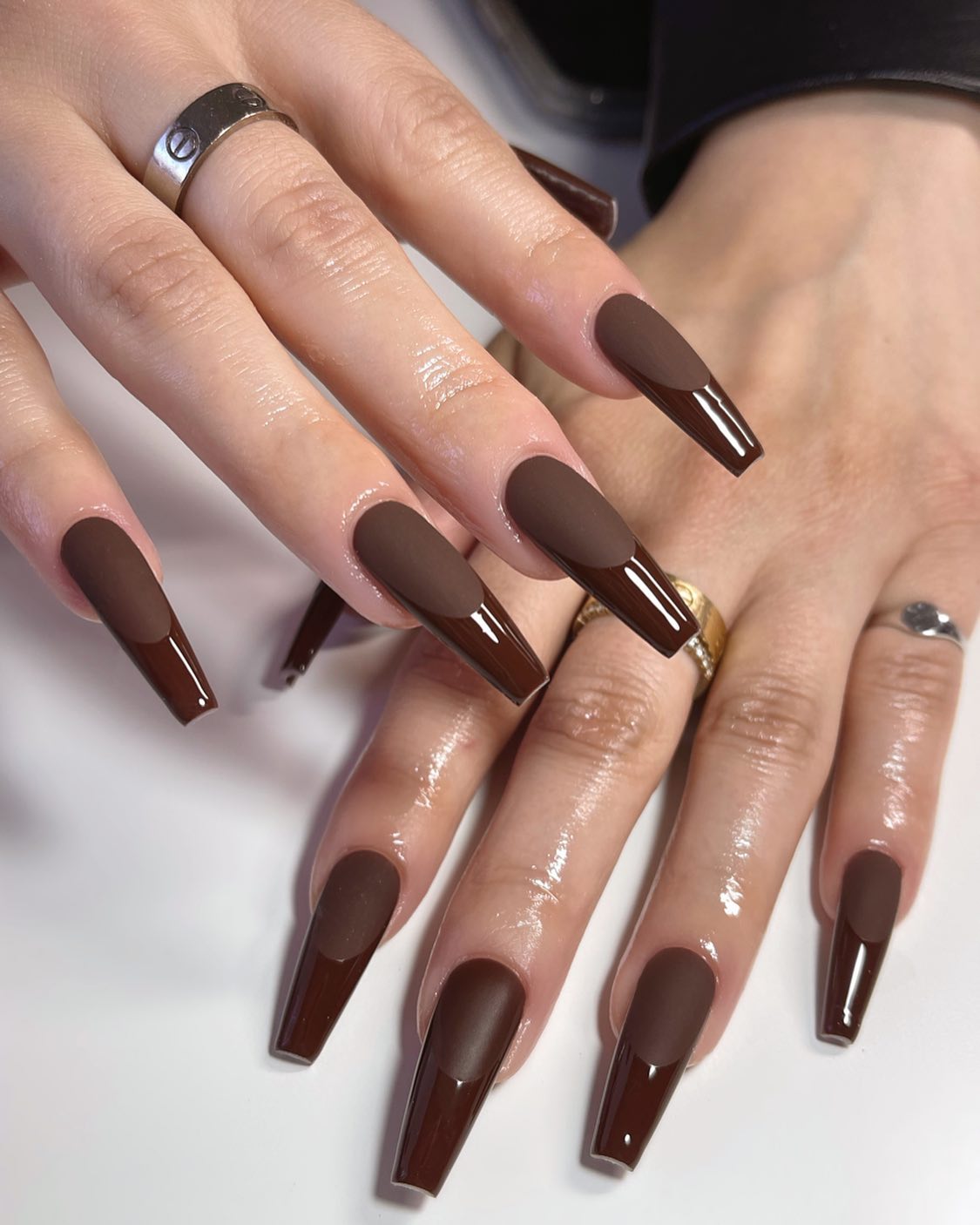 Chocolate Walnut Brown Coffin Nails