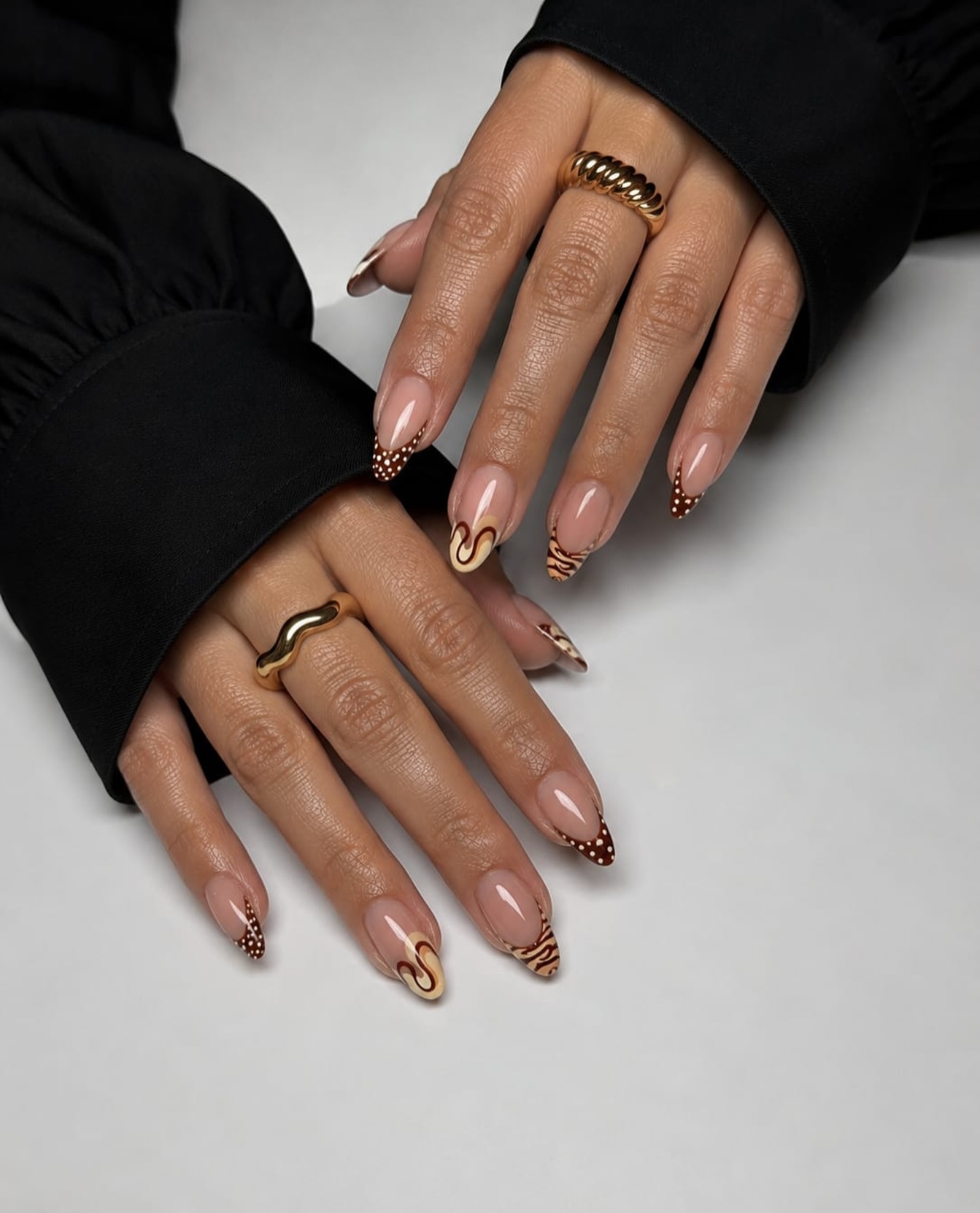 Cool Brown Fall French Tips