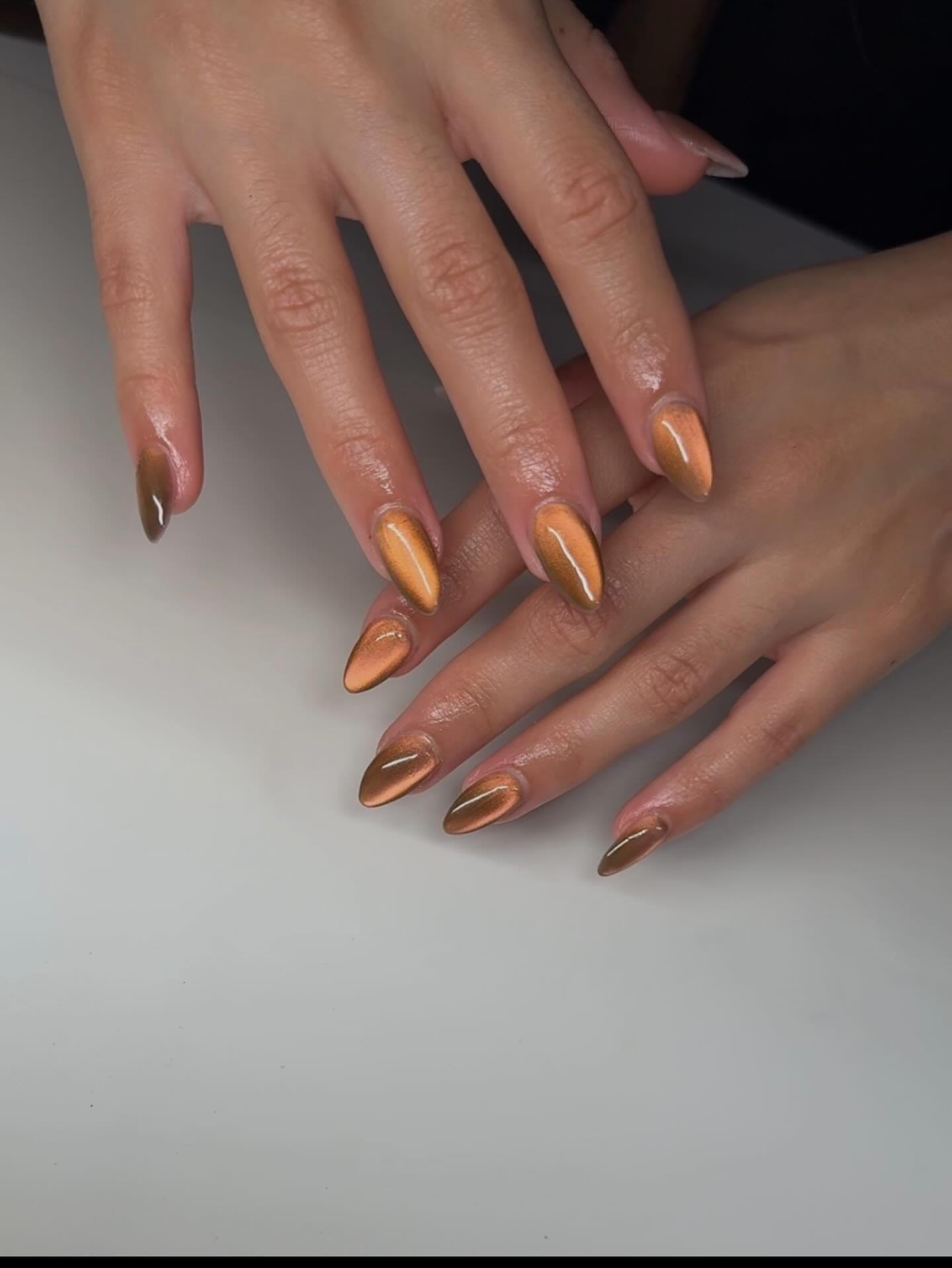 Copper Gold Fall Cat Eye Nails