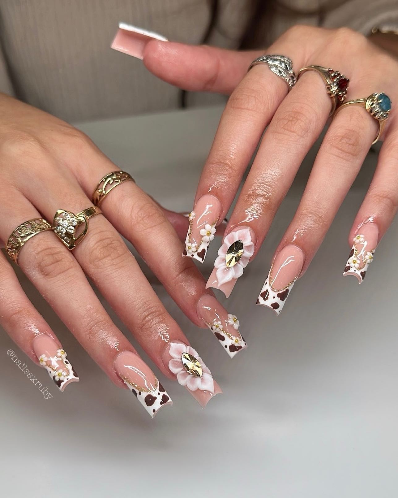 Cow Print Fall Set Nails