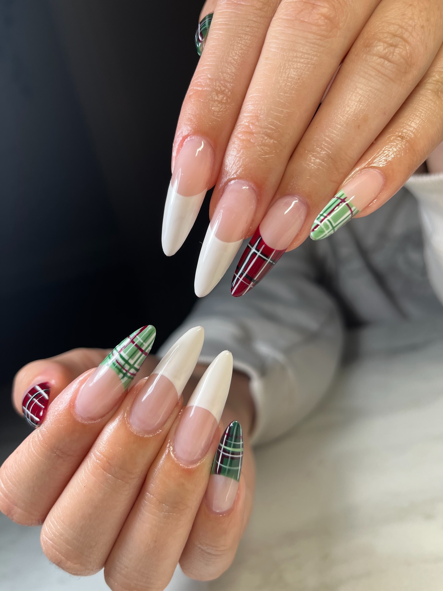 Cozy Plaid French Nails