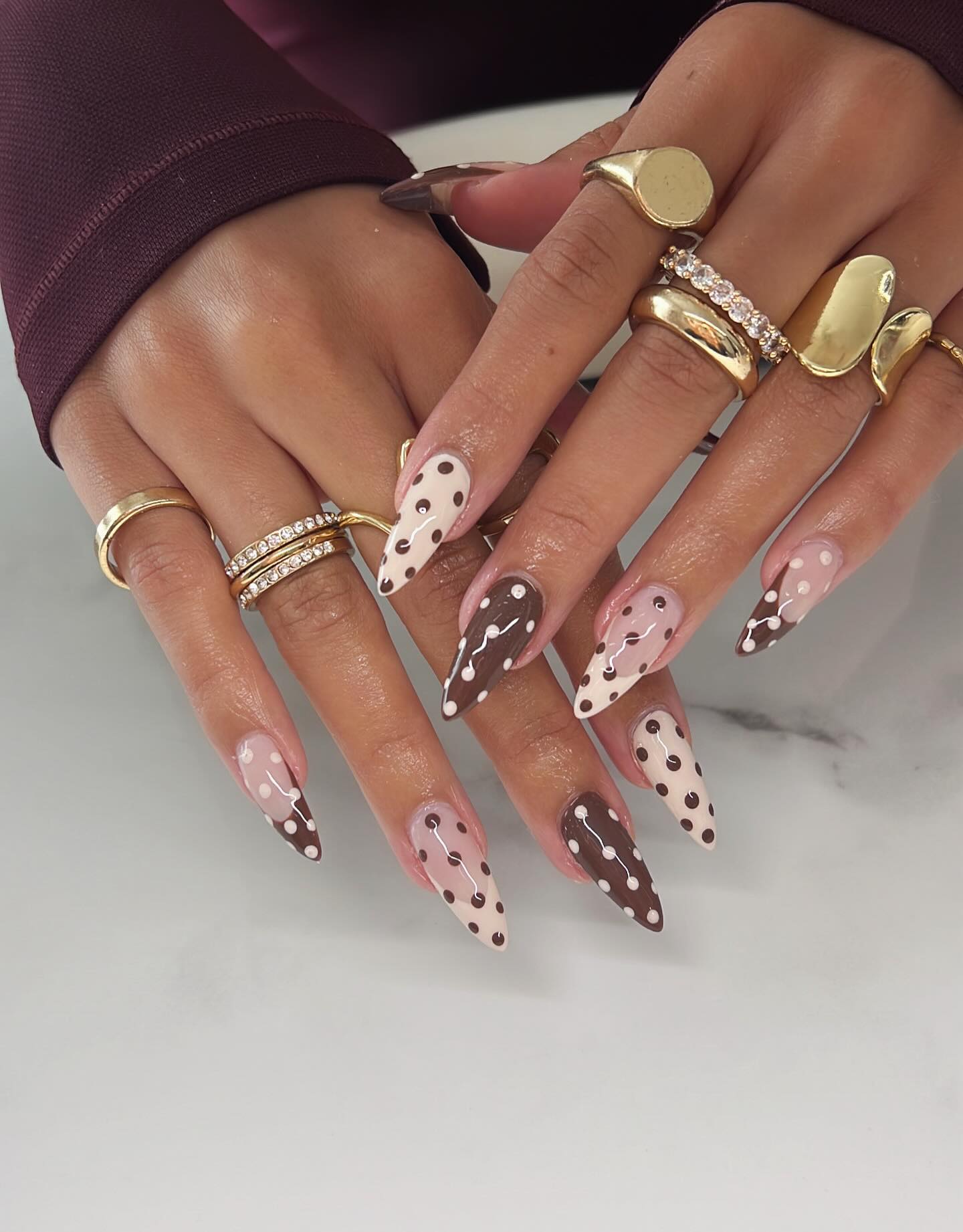 Cozy Polka Dot Fall Nails