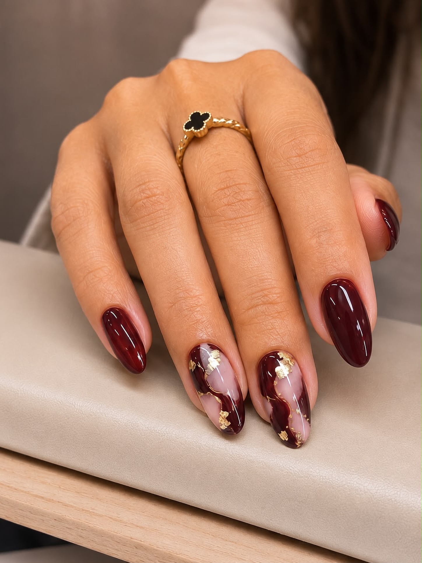 Deep Burgundy with Delicate Gold Accents