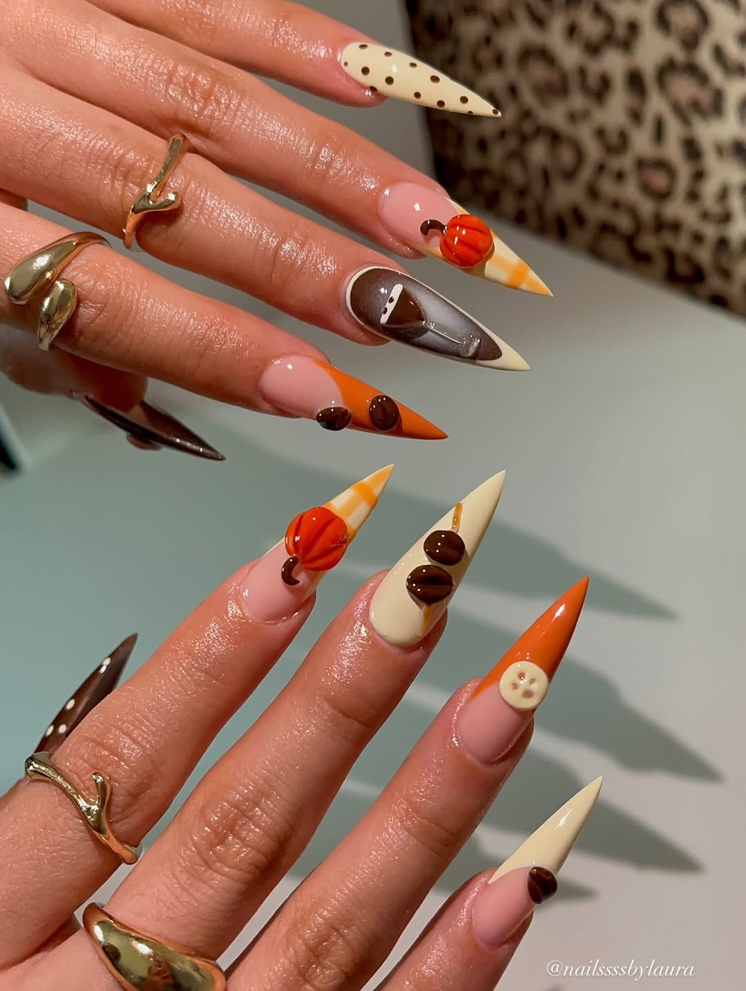 Express Matini and Pumpkin Spice Coffin Nails