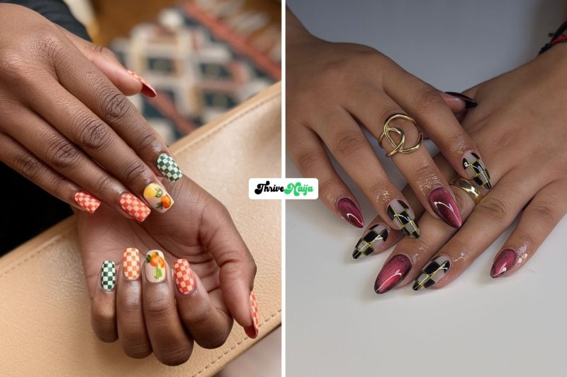 Fall Checkered Nails