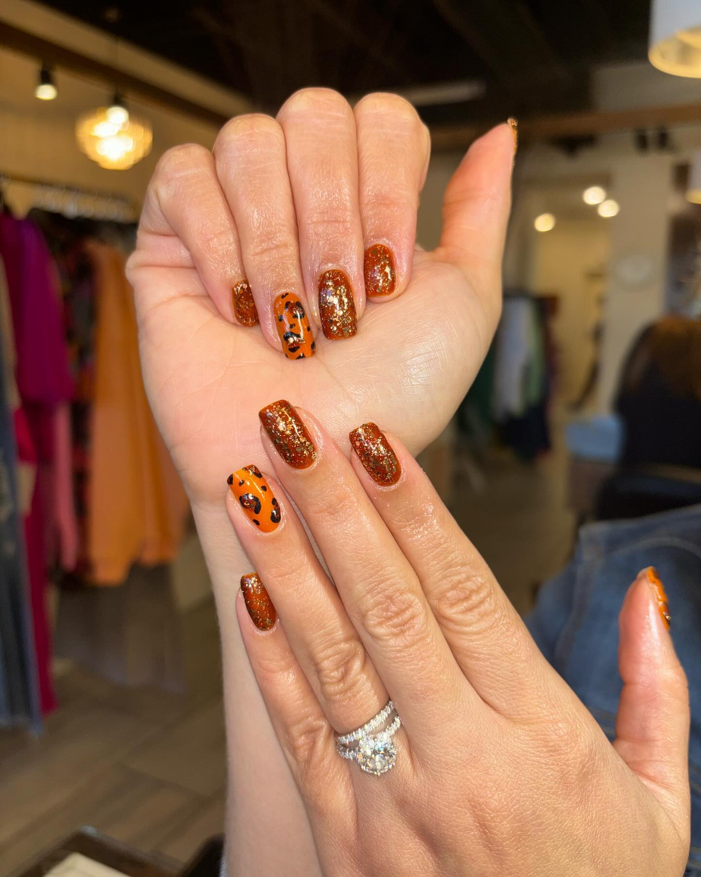 Fall Cheetah Nails with Shimmer