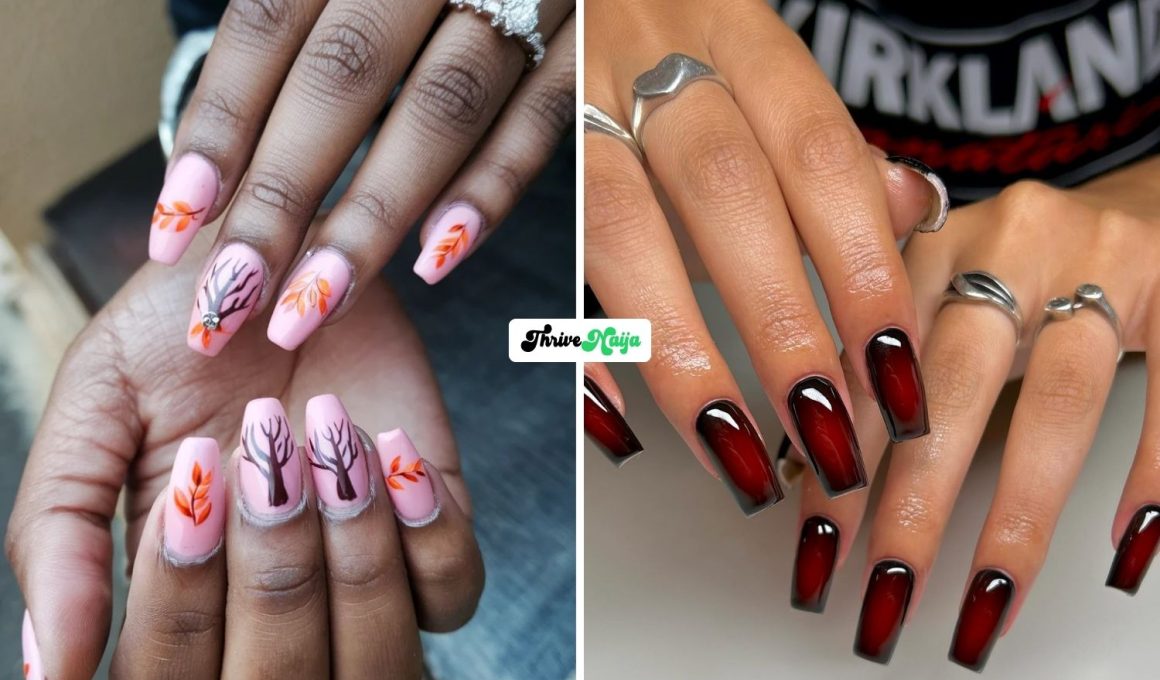 Fall Engagement Nails Perfect for Ring Photos