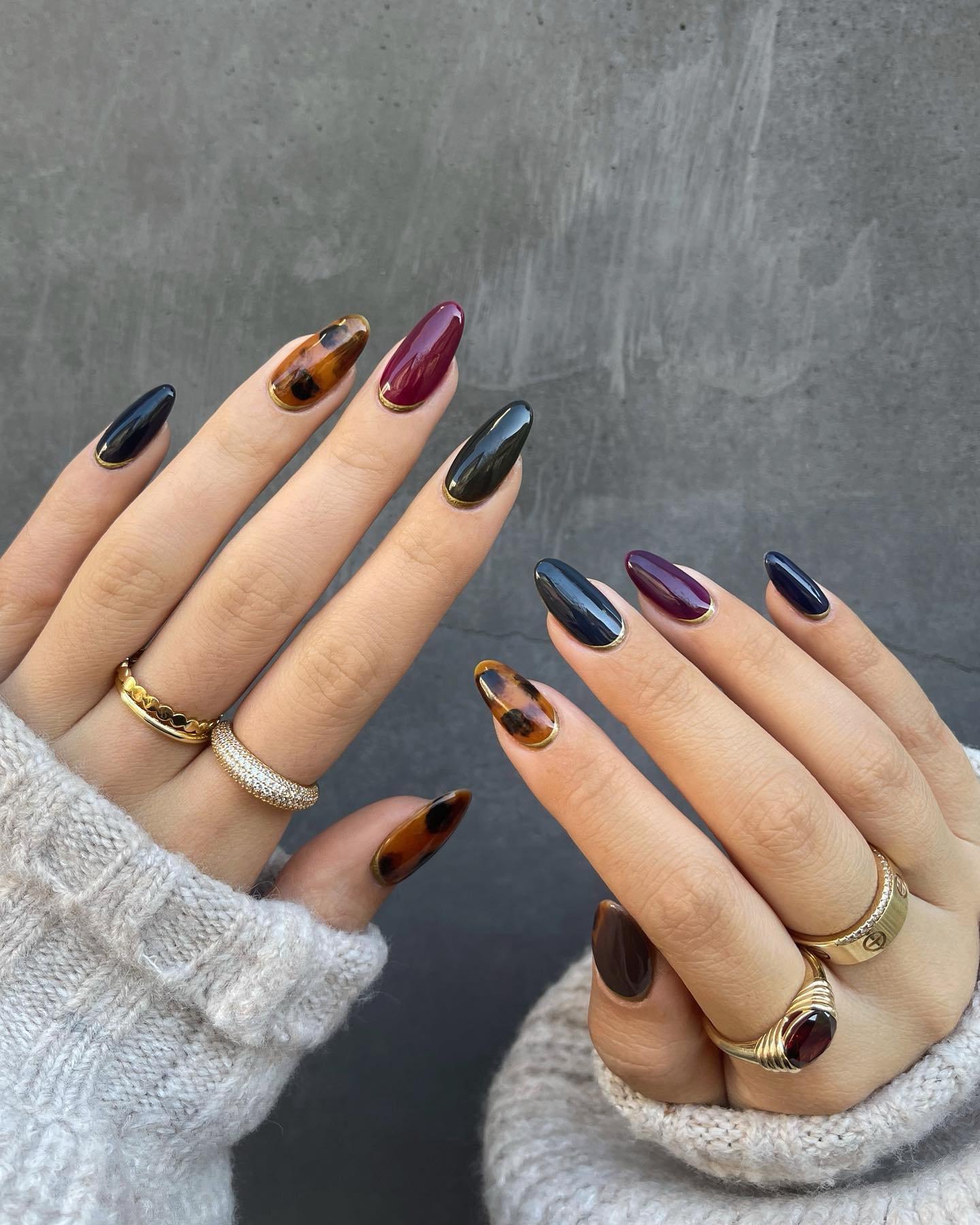 Fall Mani Mismatched Nails