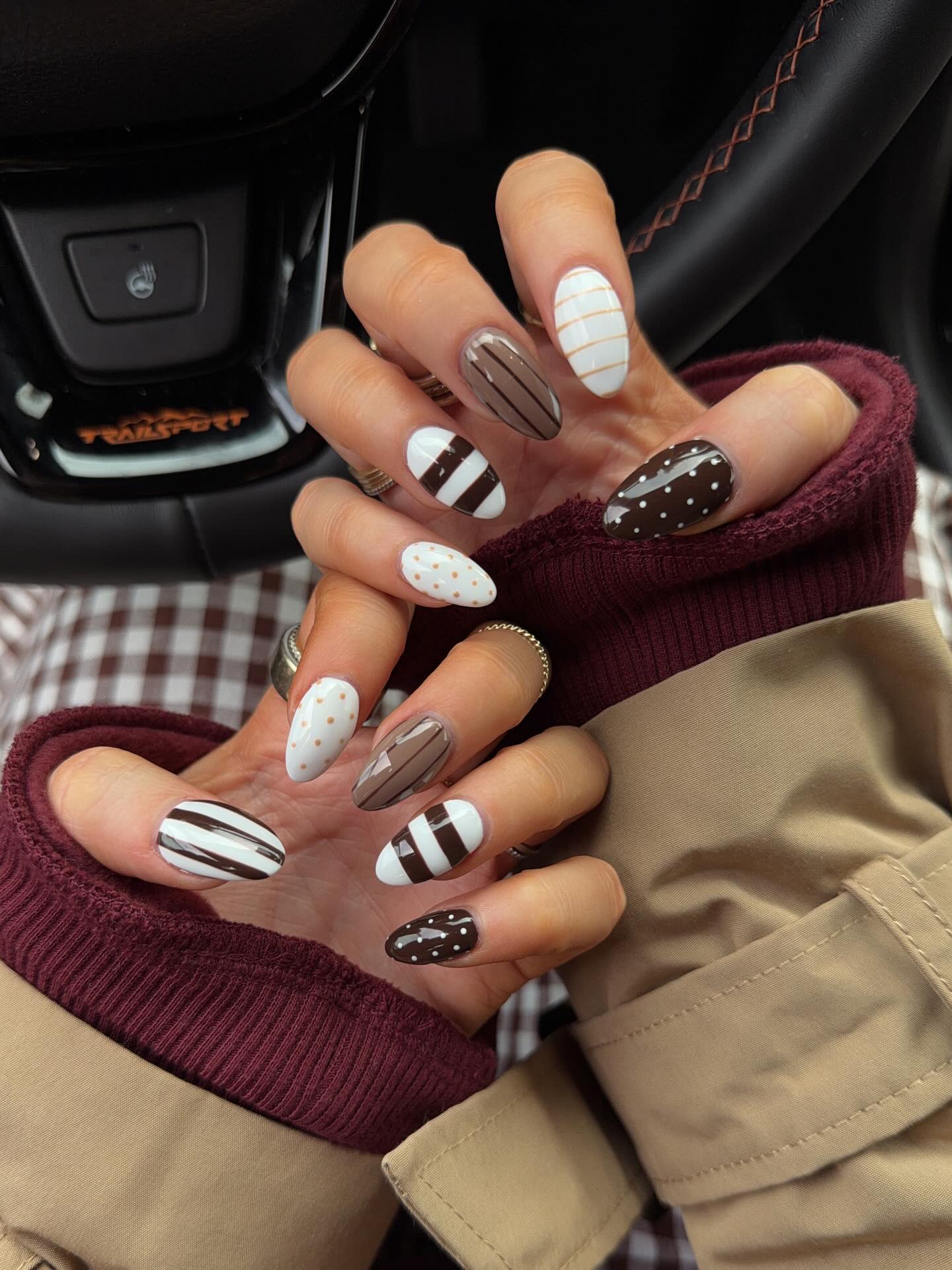 Fall Polka Dot and Strips Mani