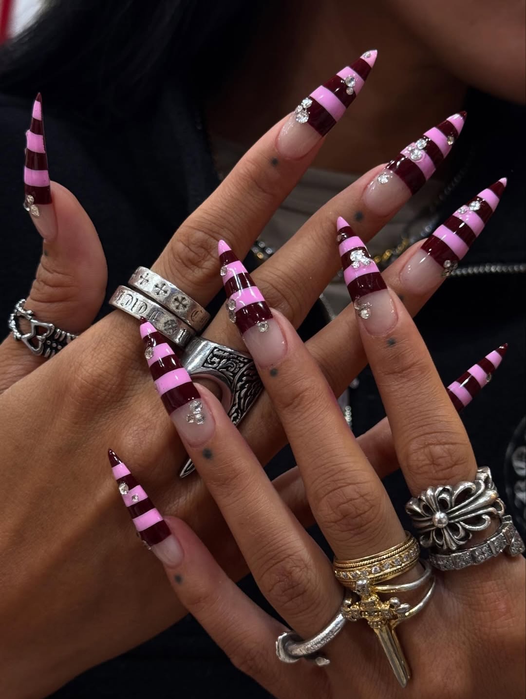 Goth Dark Plum and Candy Purple Stripes