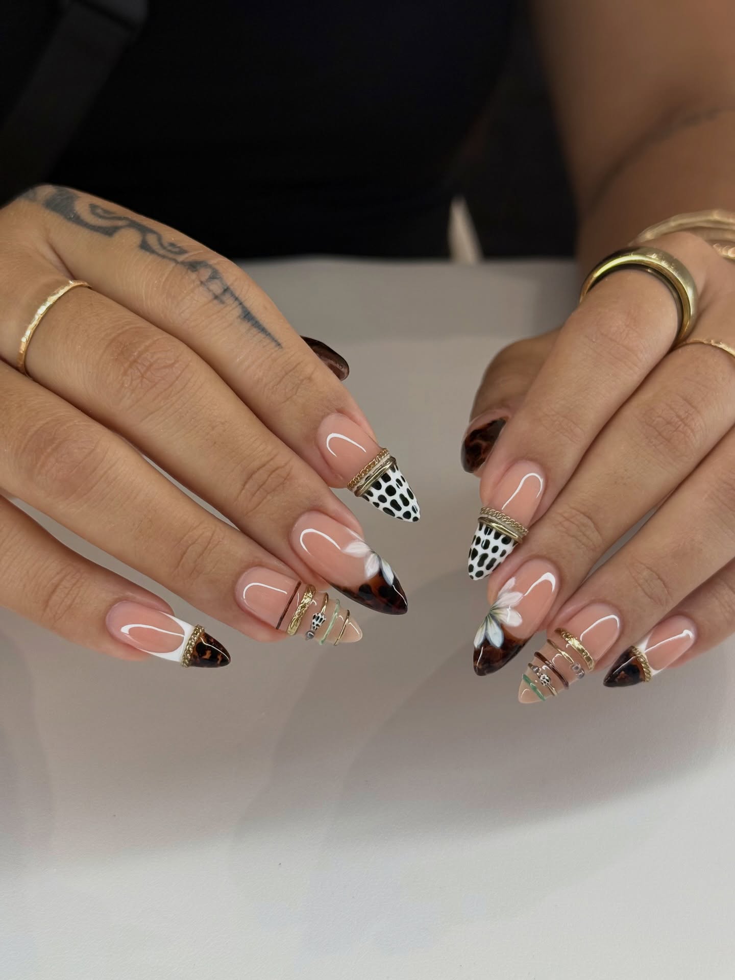 Hand-Sculpted Bangles Nails with Tortoise Shell