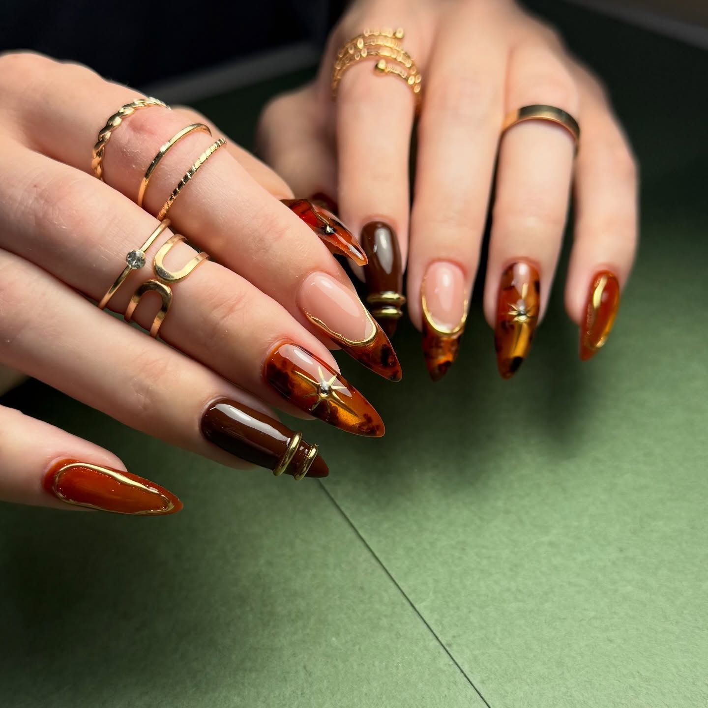 Hard Gel Mix with Tortoise Shell Design