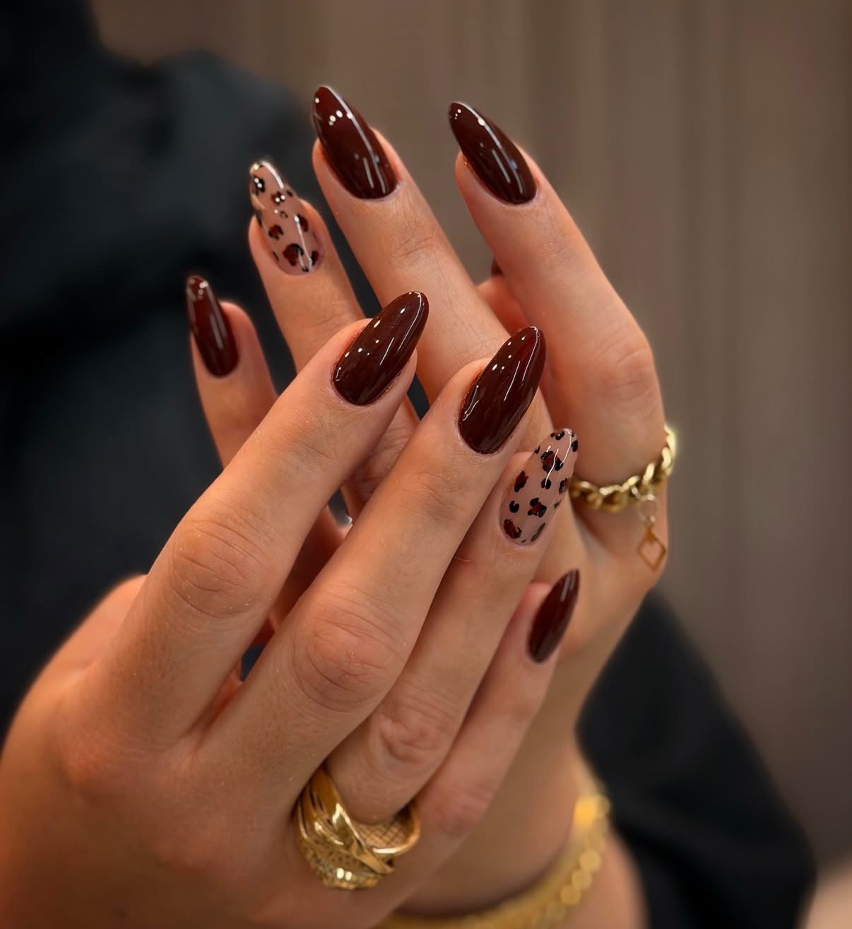 Leopard Chocolate Brown Nails