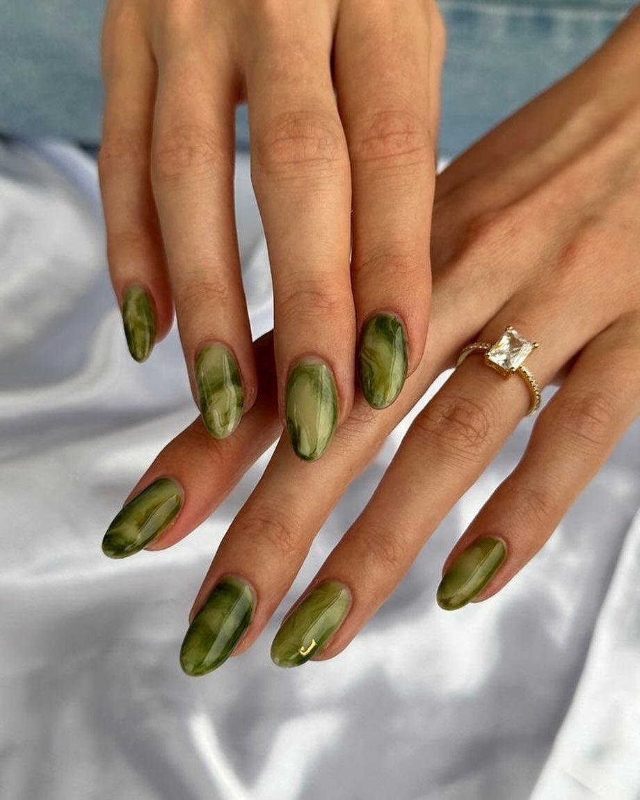 Matcha Green Fall Nails