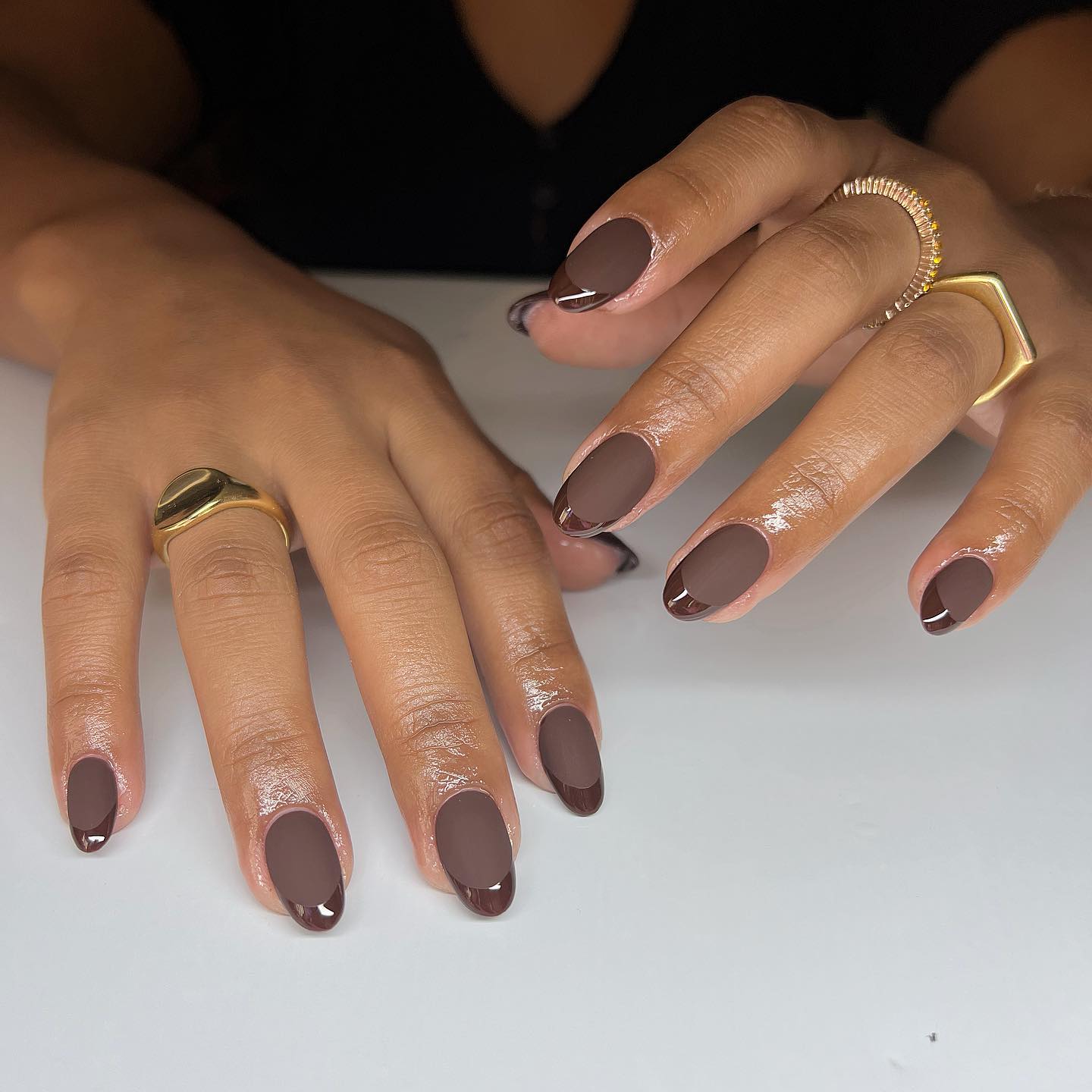 Matte Brown and Glossy Tips