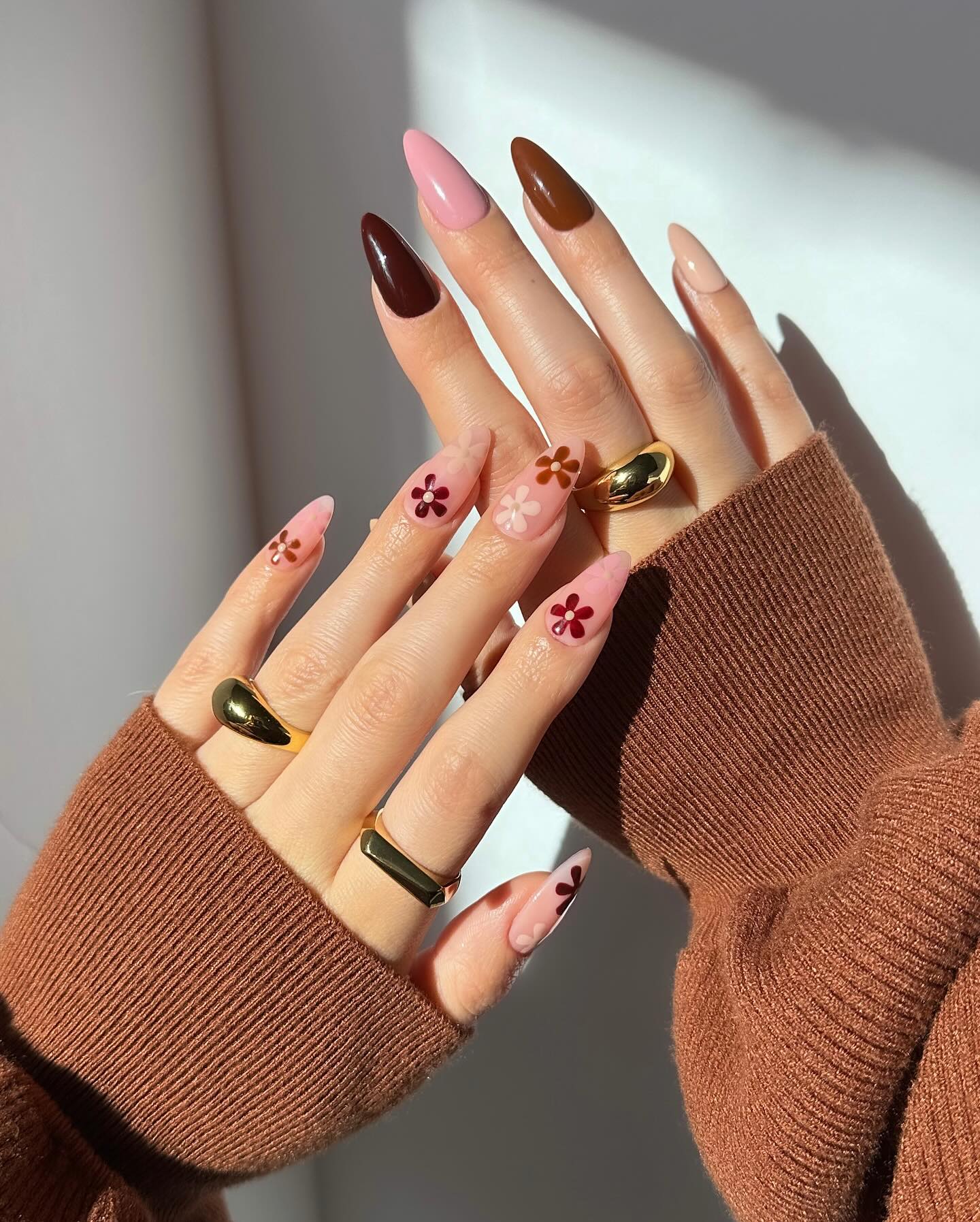 Pink and Brown Base with Florals