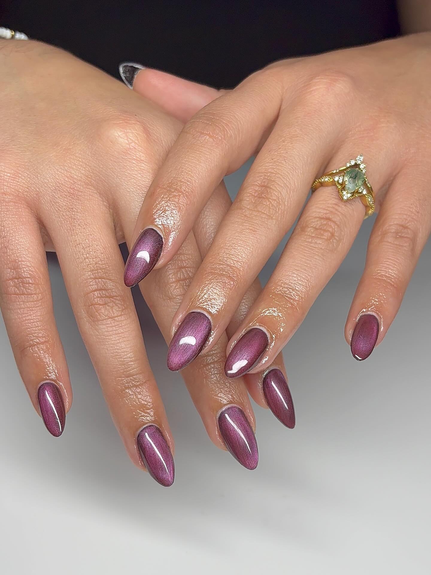Plum Cat Eye Fall Nails