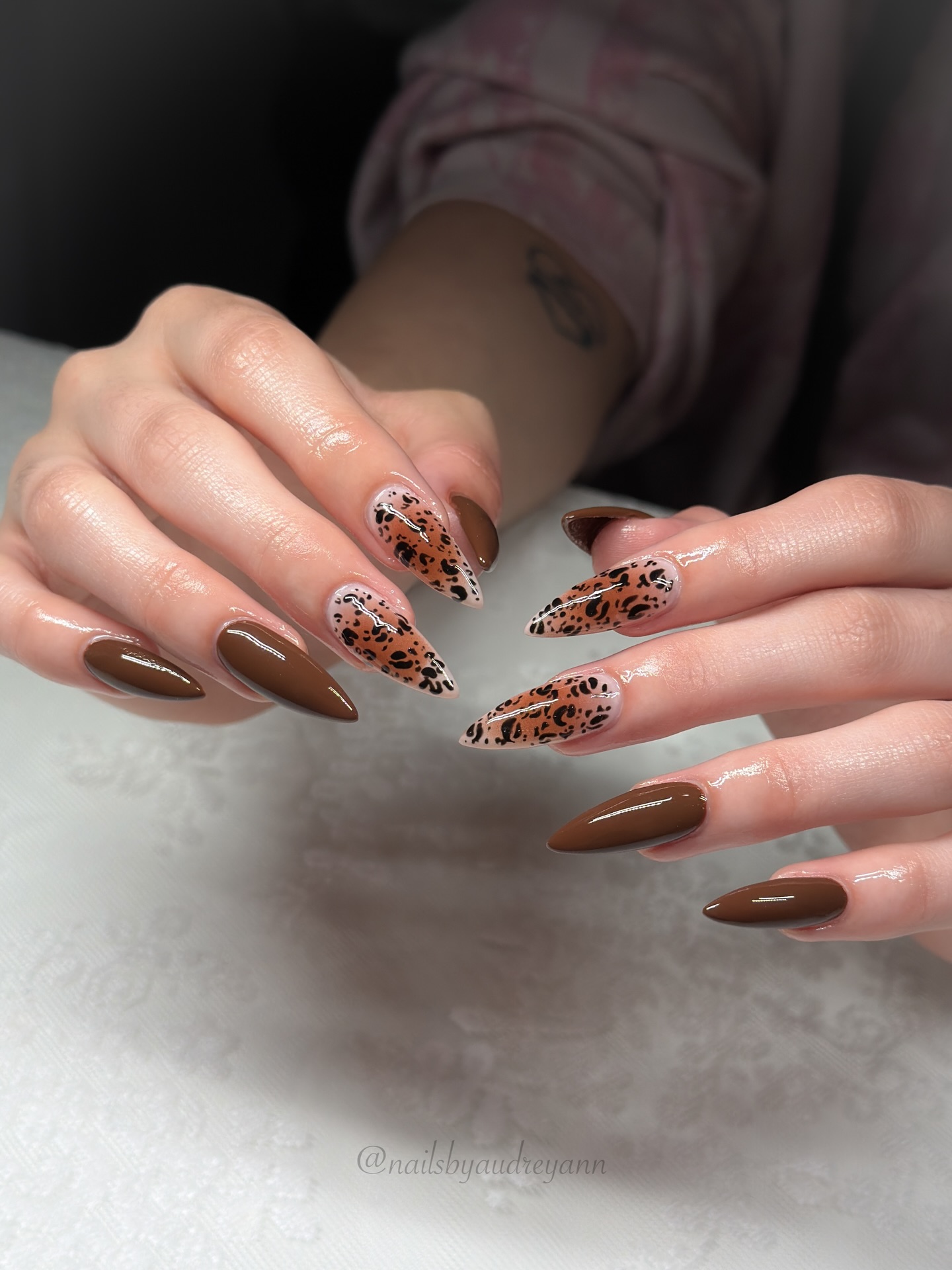 Press On Cheetah Print Brown Nails