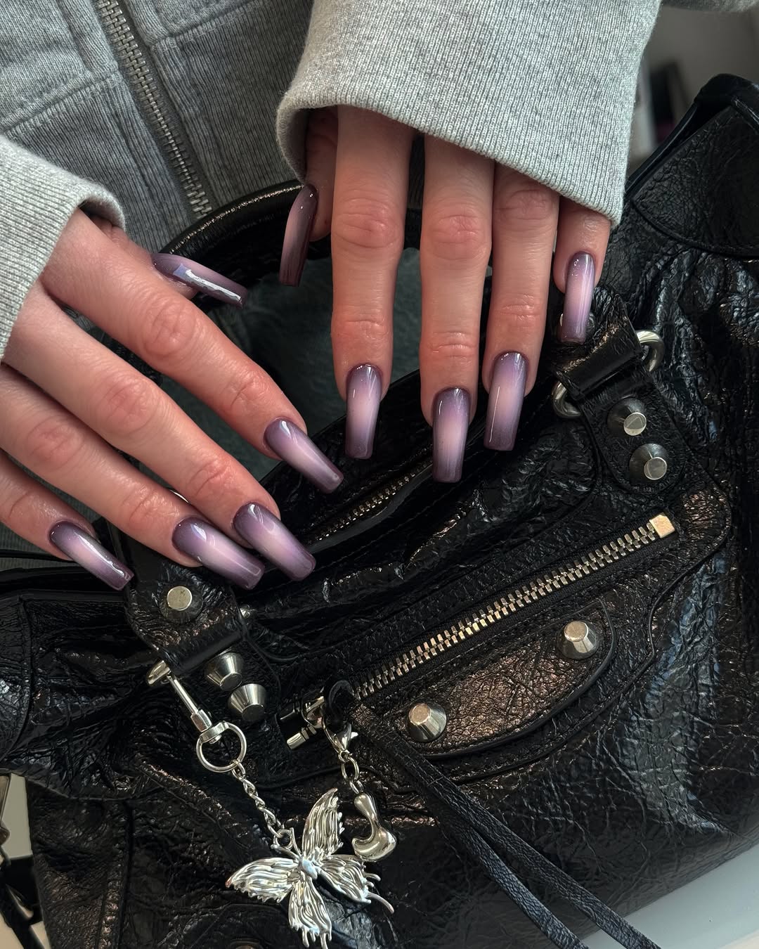 Purple Tones Ombre Nails