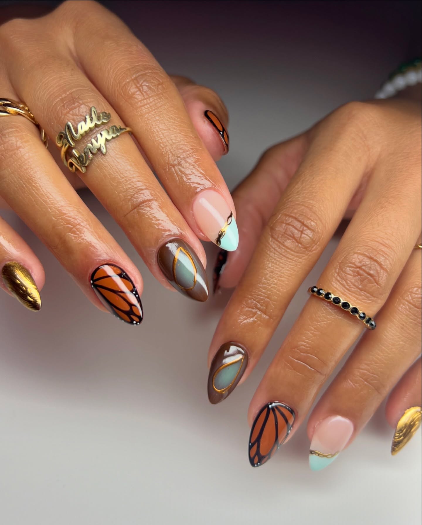 Short Natural Almond Fall Nail Sets