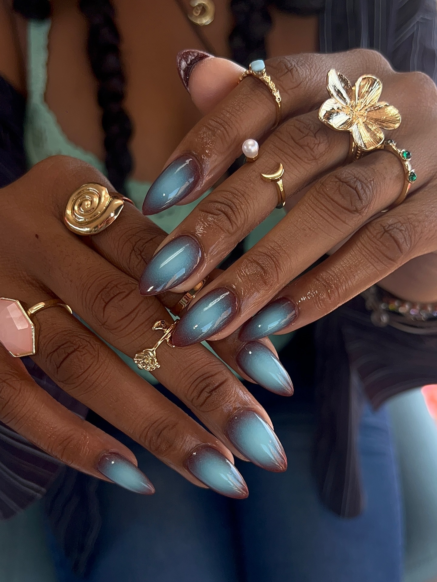 Teal Plus Brown Fall Nails Mix