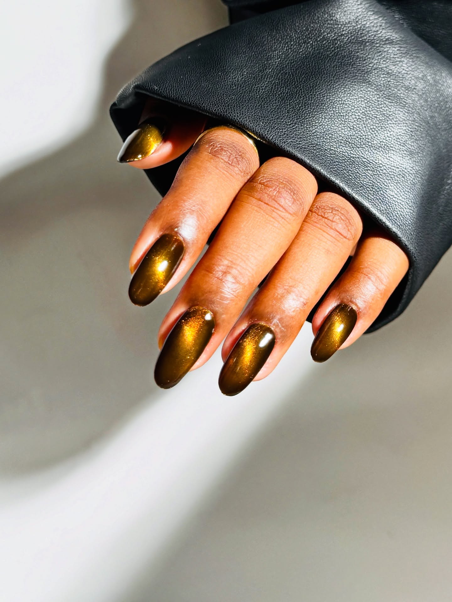 Tiger Eye Gold Chrome Nails
