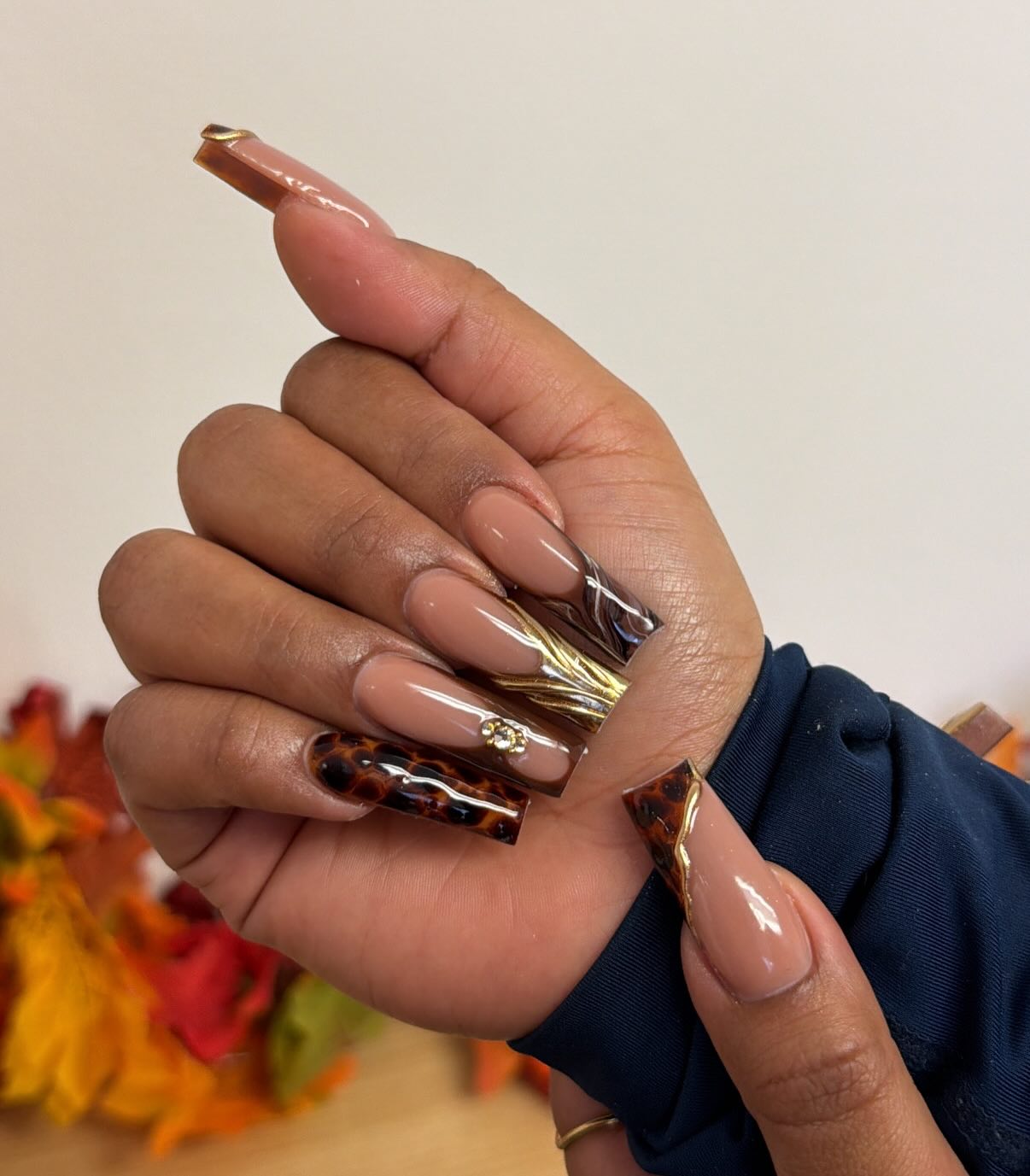 Tortoise Shell Chrome Nails