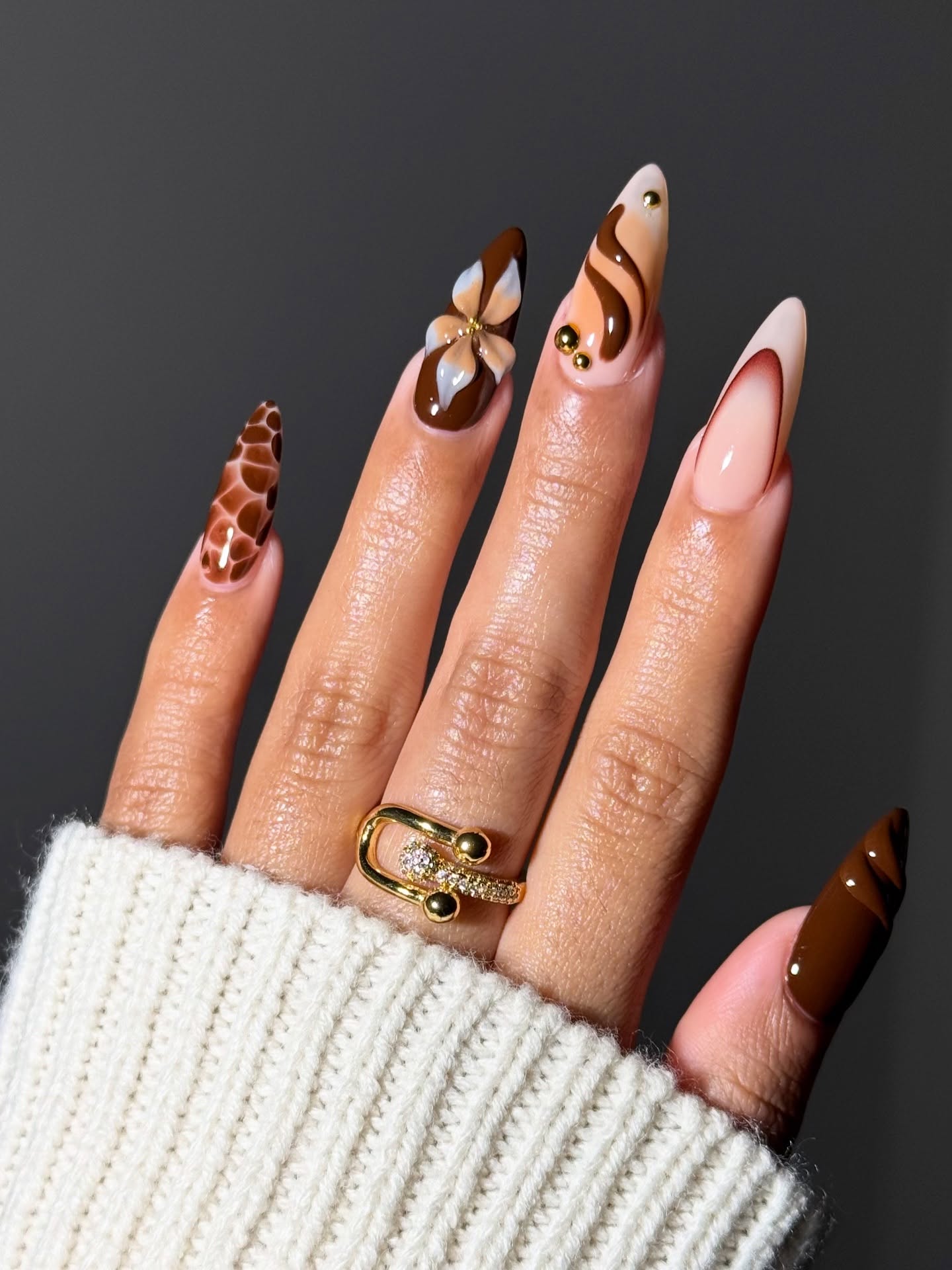 Warm Pumpkin Spice and Chocolate Nails
