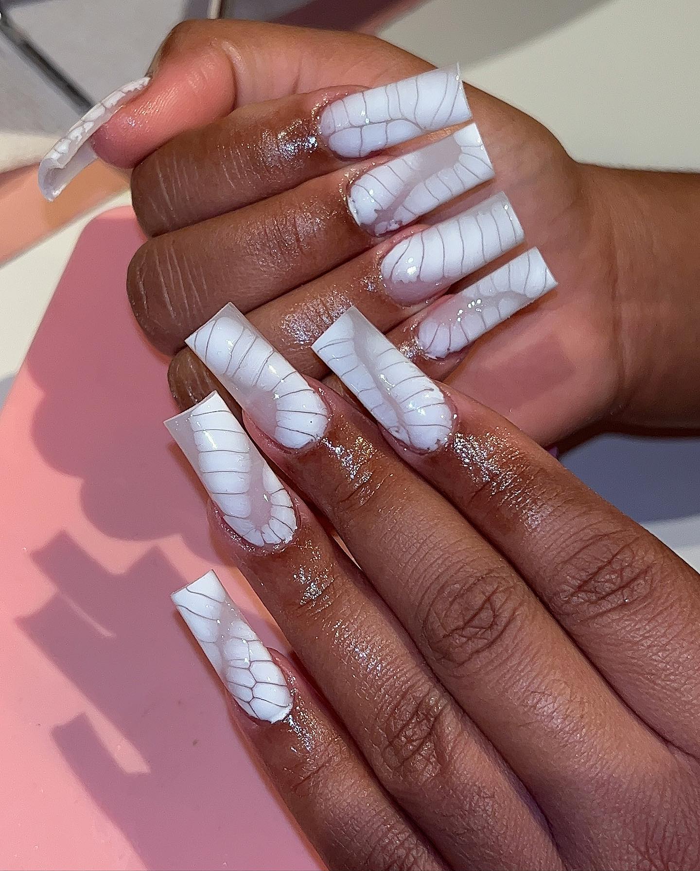 White on White Croc Nails