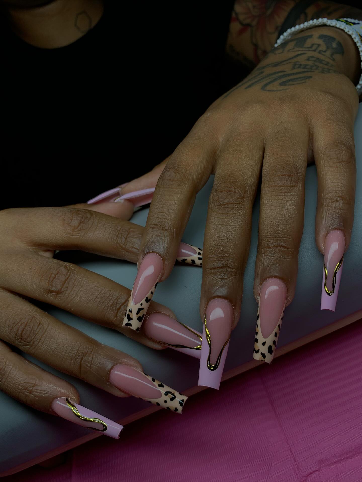 Zebra Print Coffin French Tips