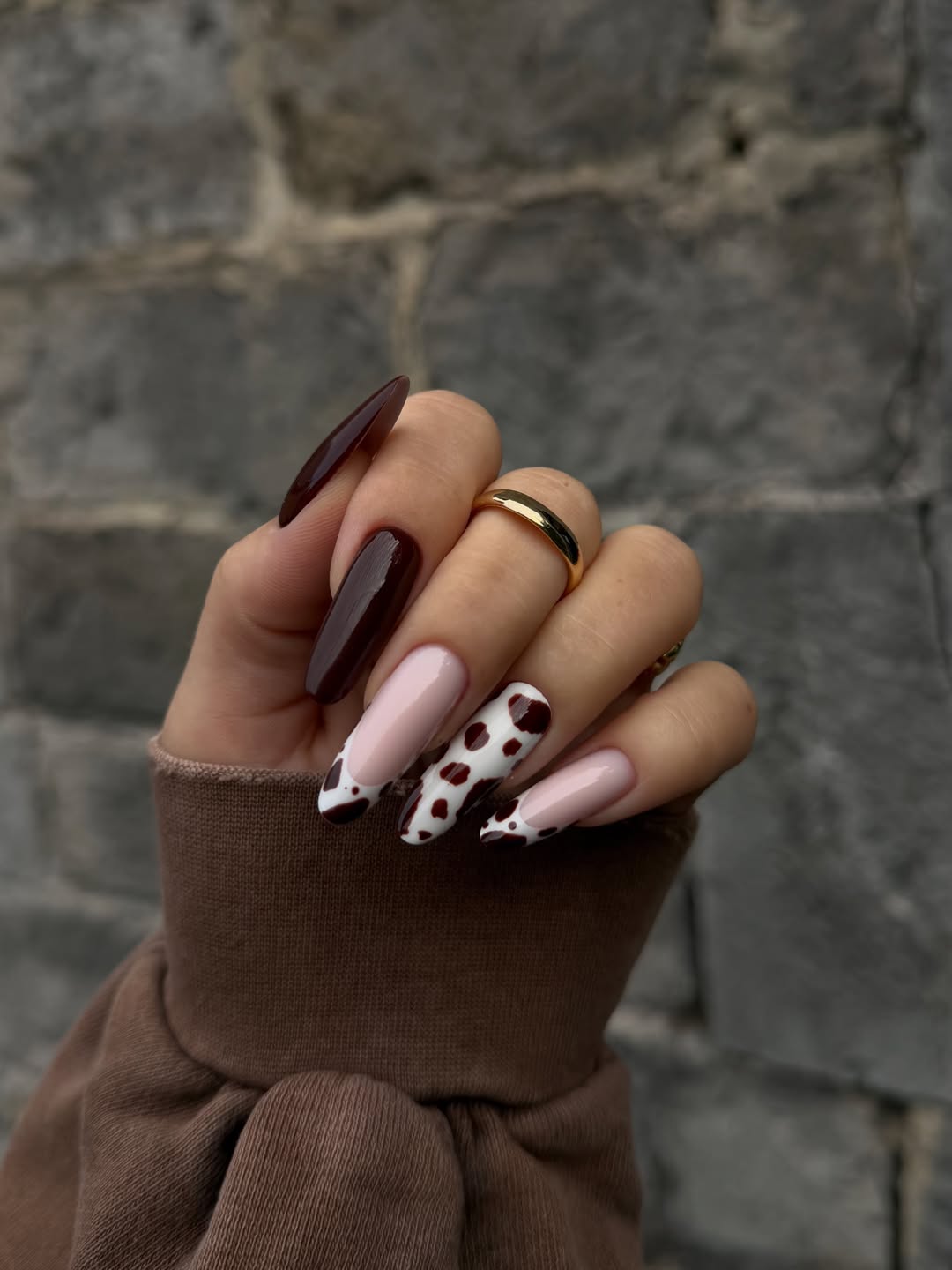 Animal Print and Plain Fall Nails