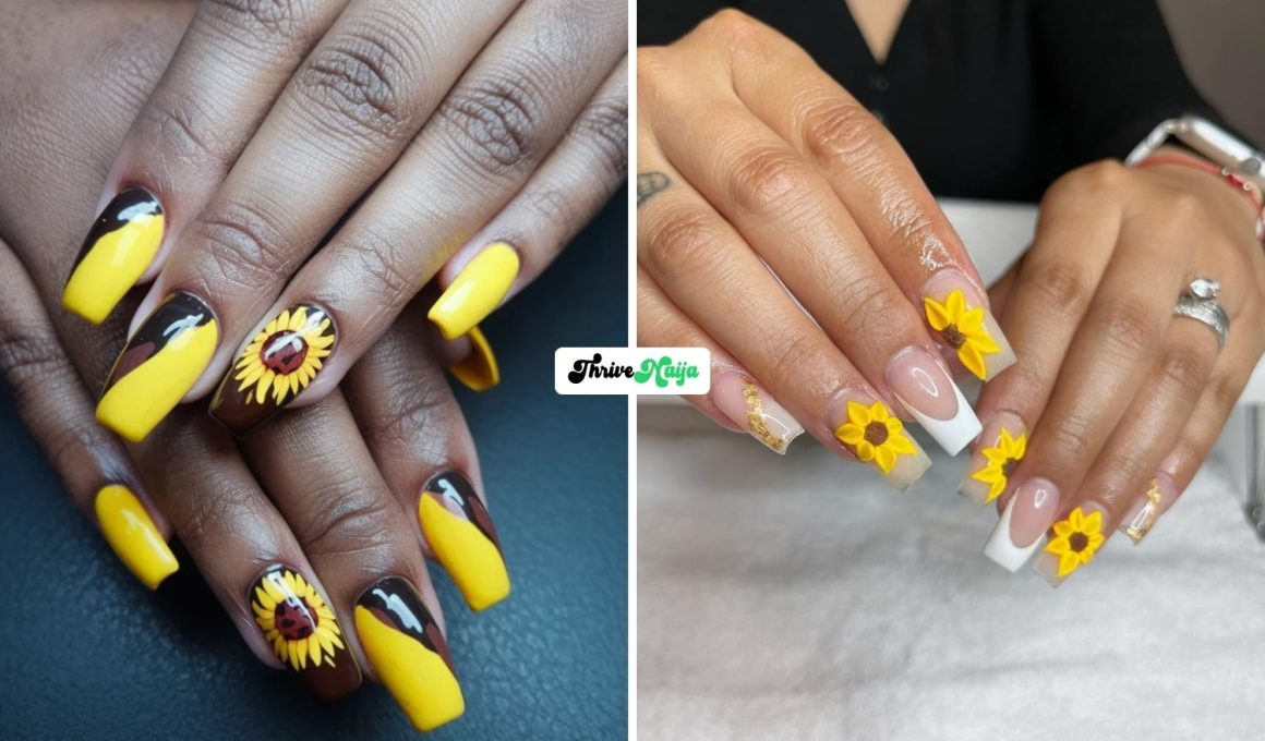 Bright Sunflower Fall Nails