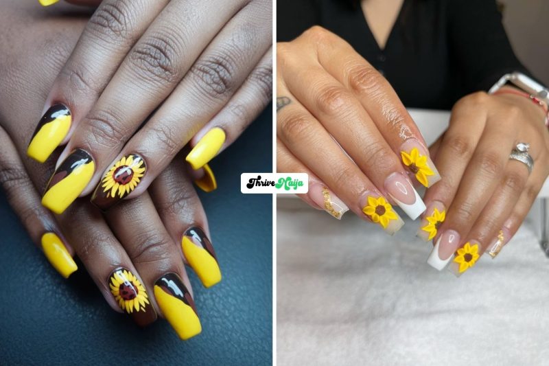 Bright Sunflower Fall Nails