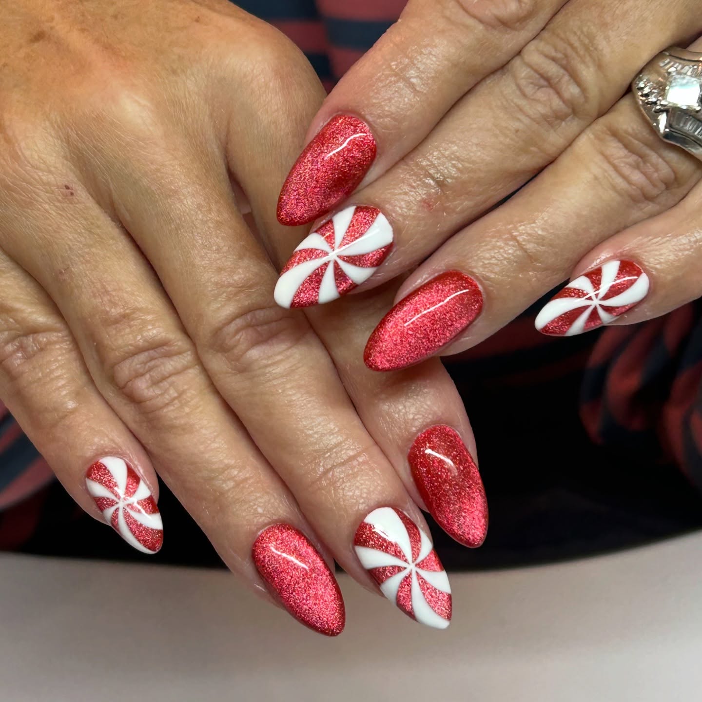 Cat Eye and Candy Cane Nails