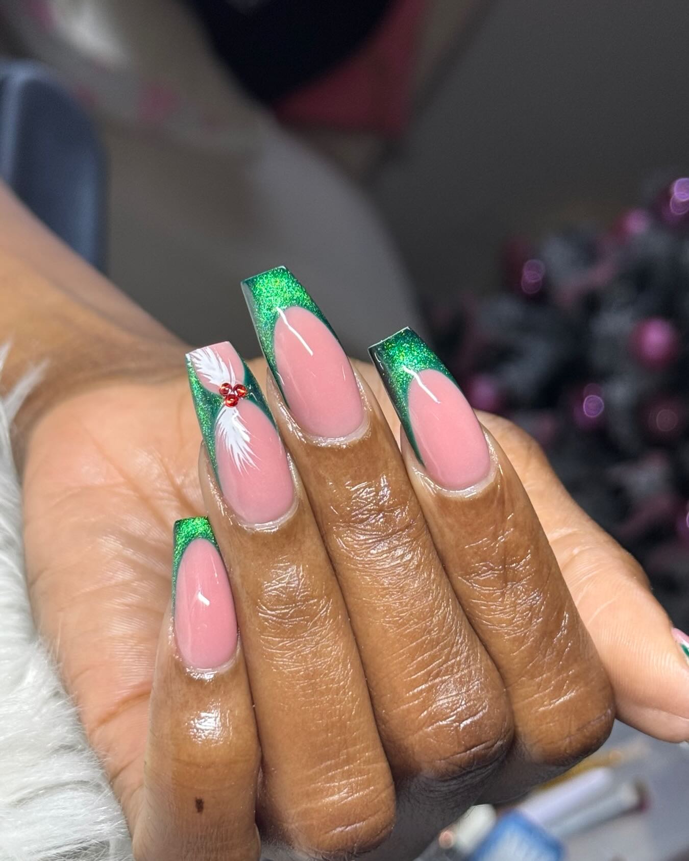 Christmas Velvet French Tips