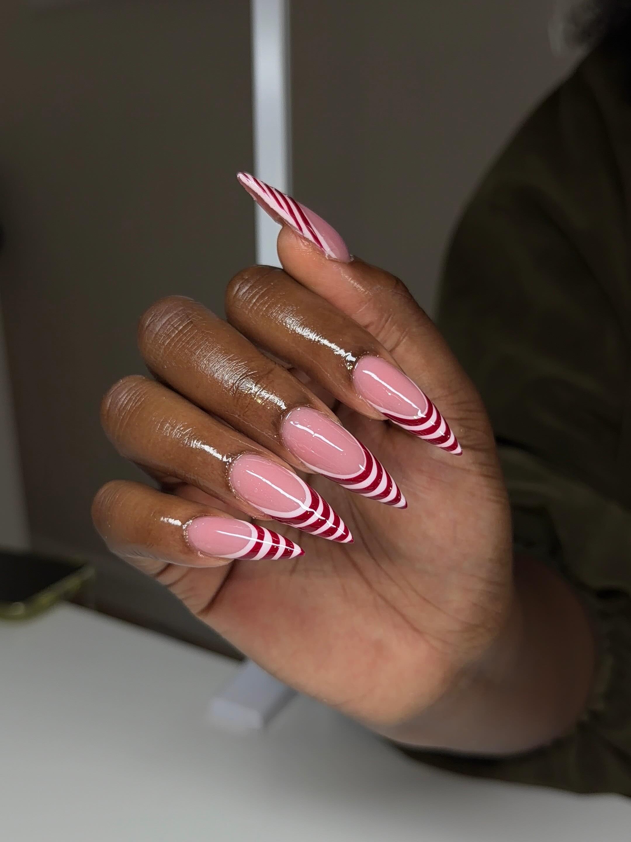 Cozy Red Stripe French Tips