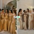 Elegant Gold Bridesmaid Dresses to Copy for Your Big Day