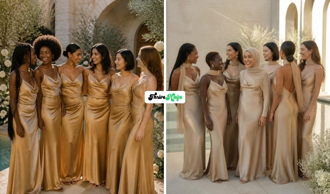 Elegant Gold Bridesmaid Dresses to Copy for Your Big Day