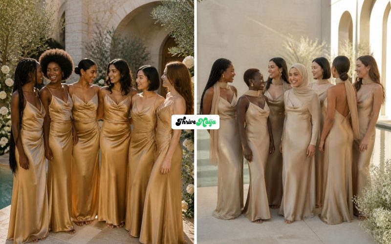 Elegant Gold Bridesmaid Dresses to Copy for Your Big Day