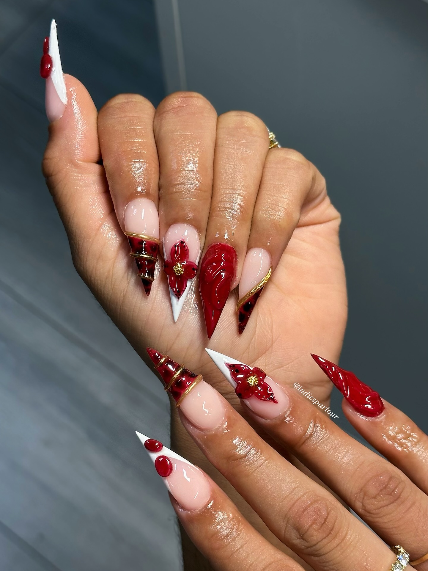 Freestyle 3D Red Nails