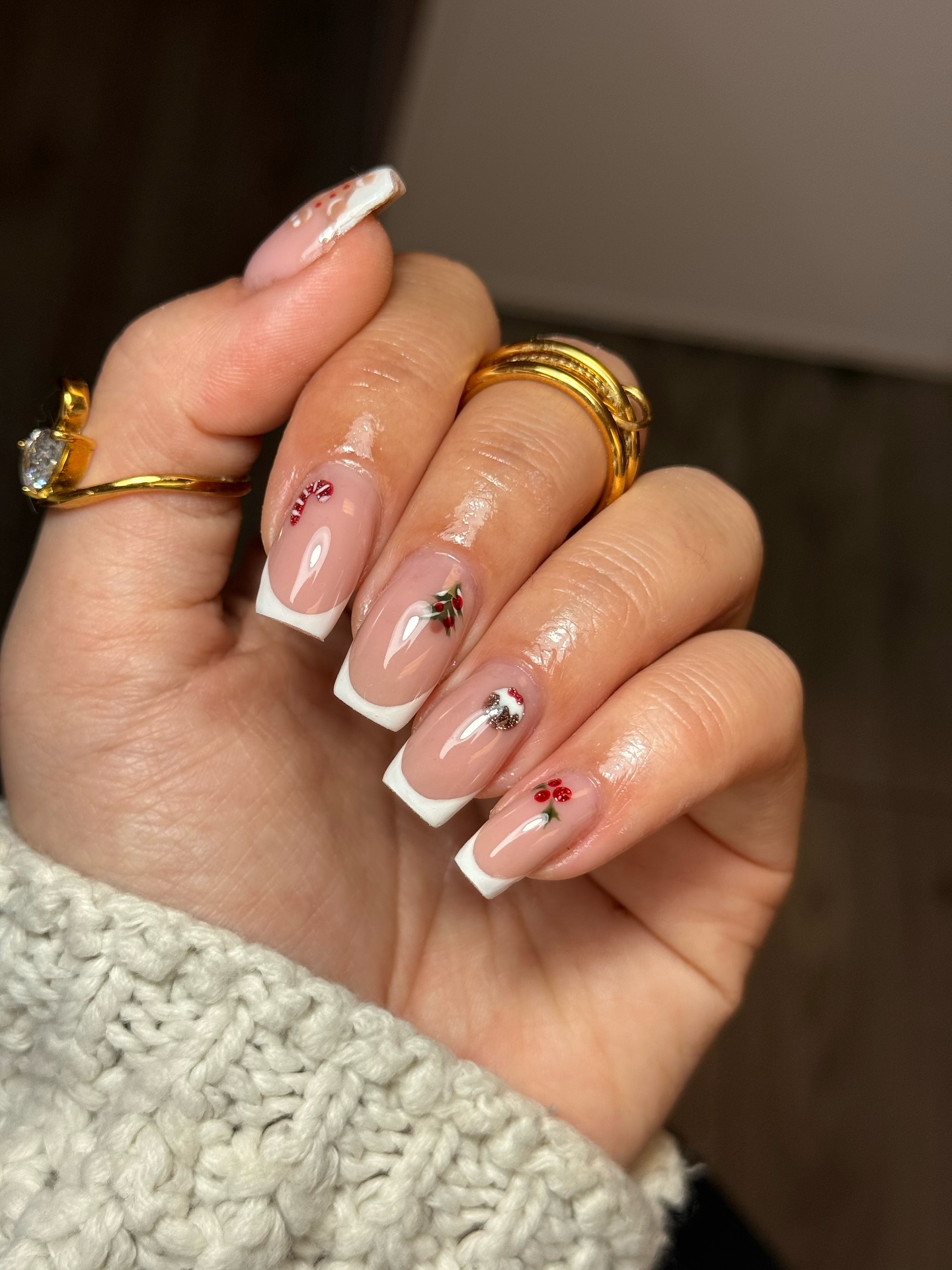 French Manicure with a Christmas Twist