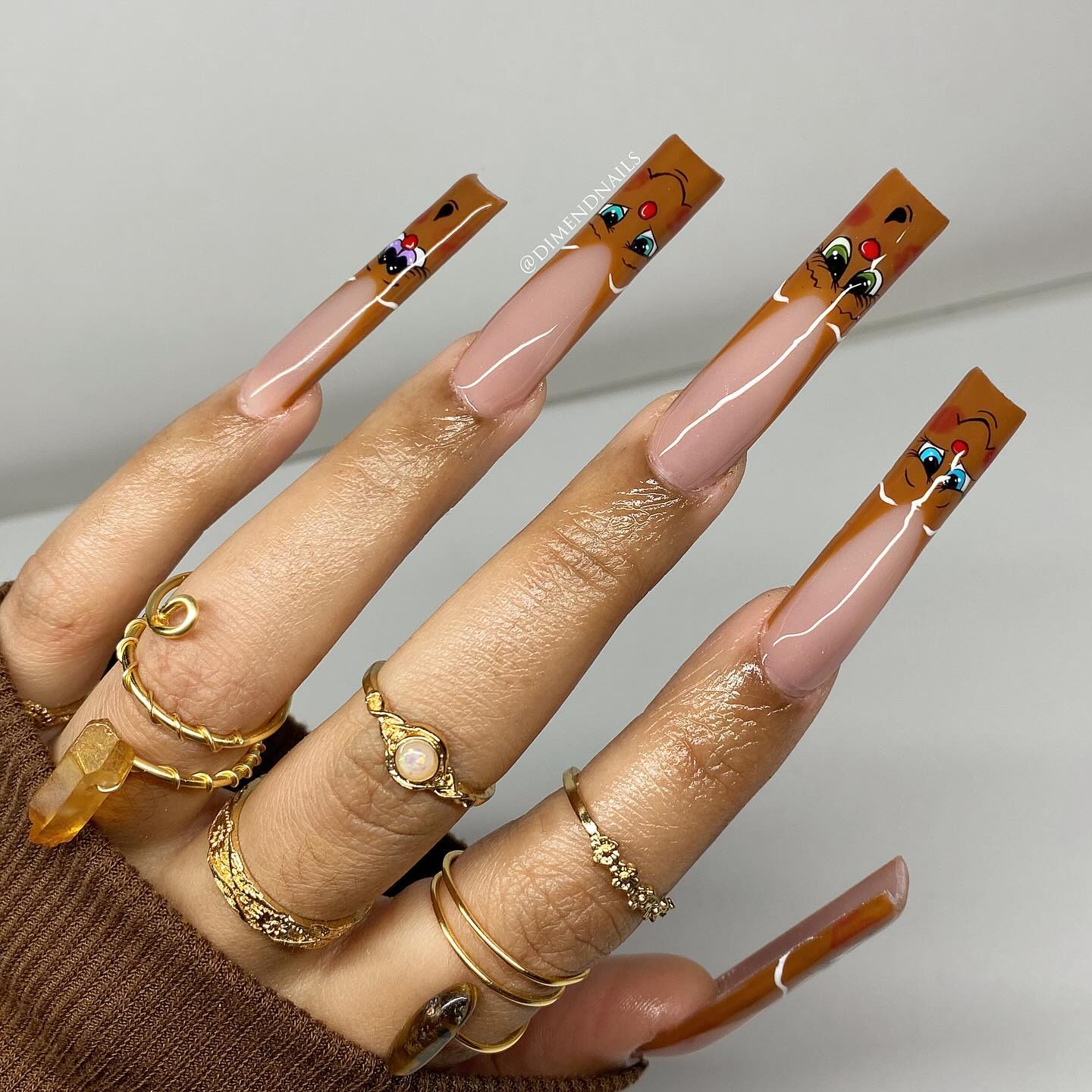 Gingerbread Cookies Long French Tips