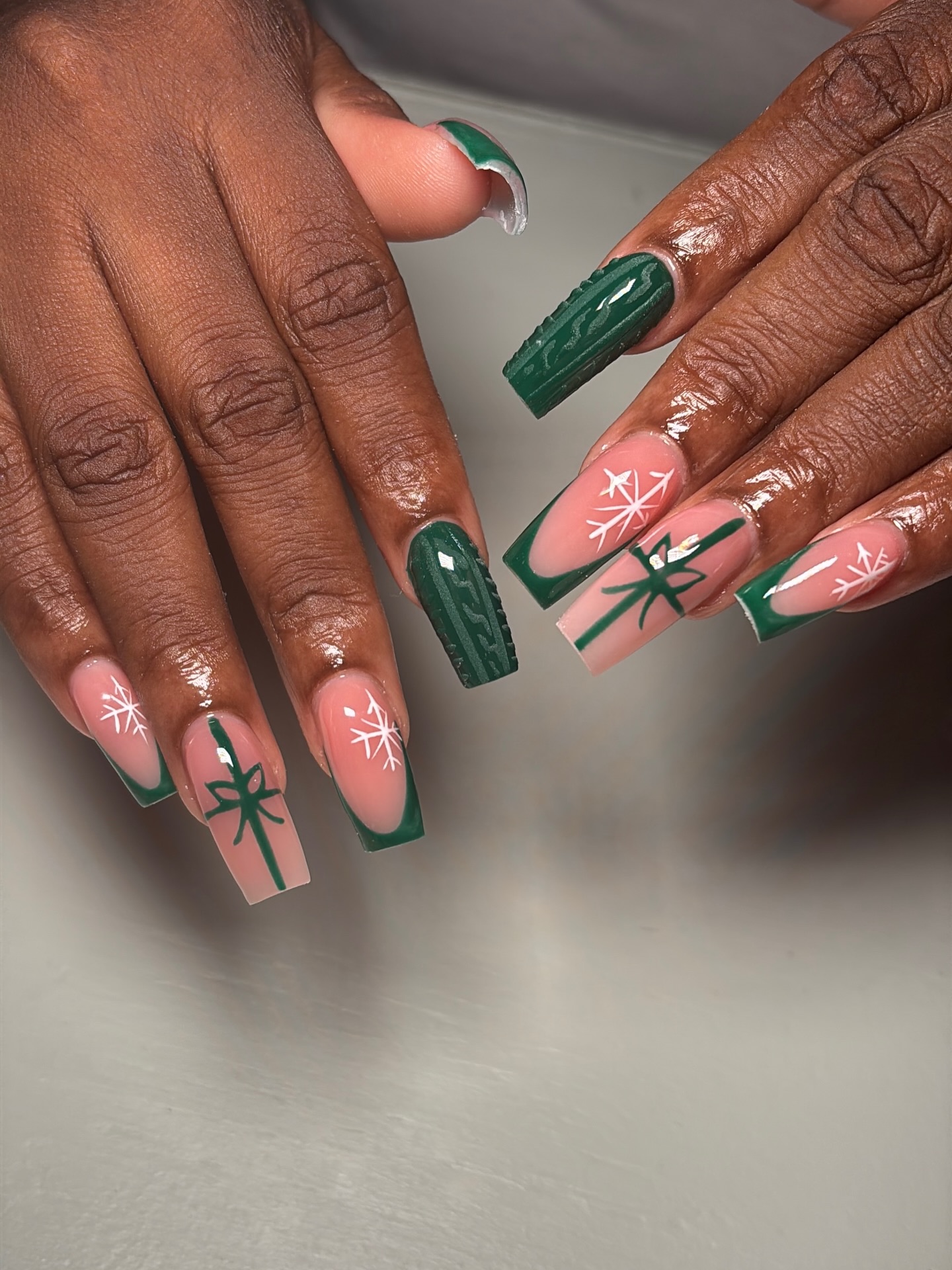 Green Fun Christmas Nail Art