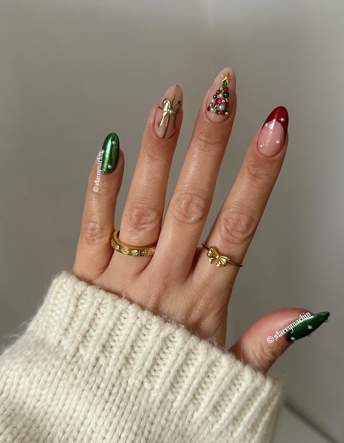 Jewelled Christmas Tree Nail