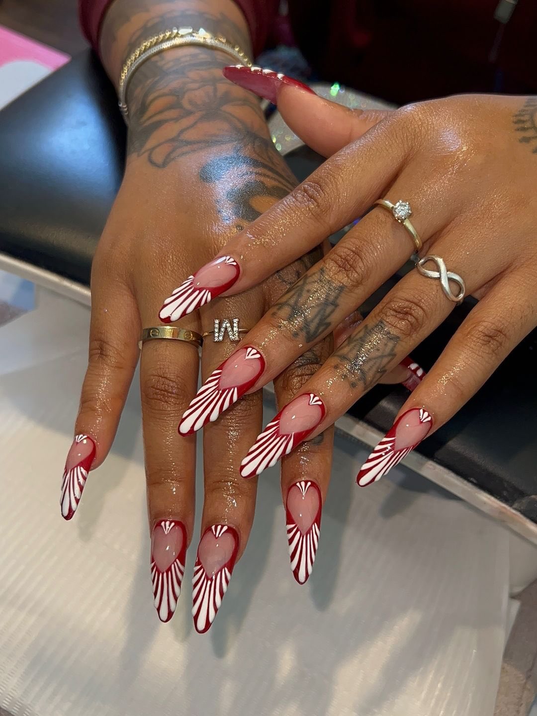 Red Almond French Tips