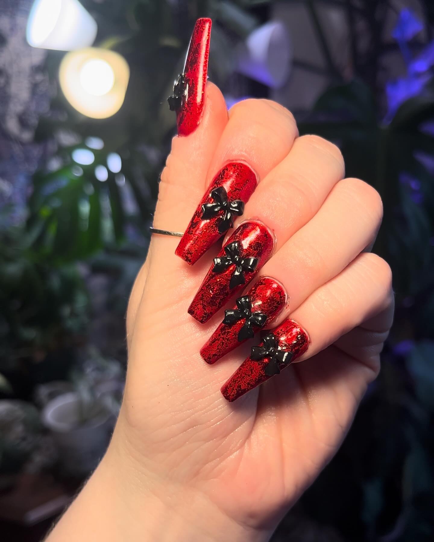 Red Christmas Nails with Bow